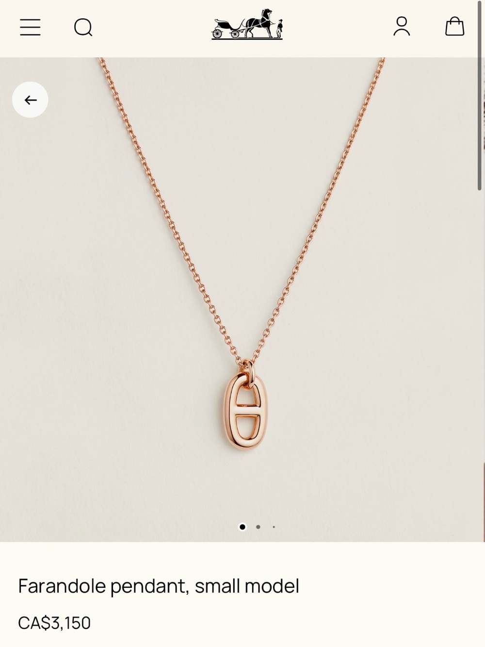 Hermes Farandole Small Pendant Necklace in Rose Gold